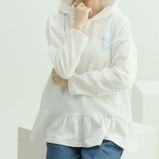 Lettered Flounced Hoodie