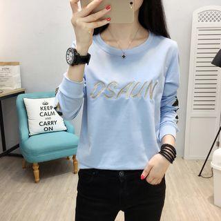 Floral Embroidered Lettering Pullover