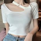 Halter Short-sleeve Cropped T-shirt