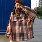 Plaid Stand Collar Sweatshirt