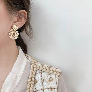 Alloy Disc Wooden Bead Dangle Earring 1 Pair - Bead - One Size