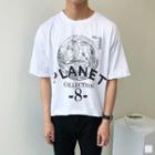 Planet Printed T-shirt White - One Size