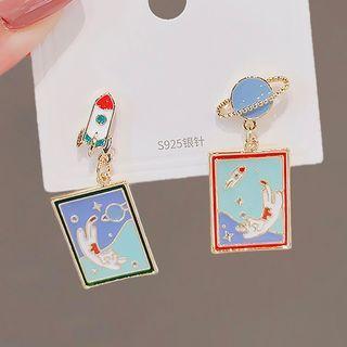 Asymmetrical Space Drop Earring Ly2545 - Blue - One Size