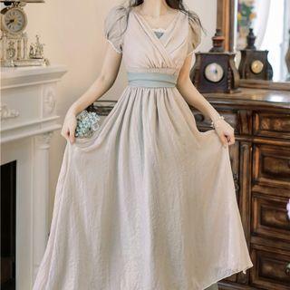 Shirt-sleeve Midi A-line Dress