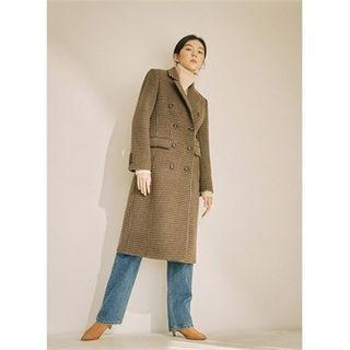 Double-breasted Plaid Wool Coat