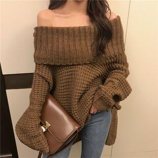 Off-shoulder Knit Sweater