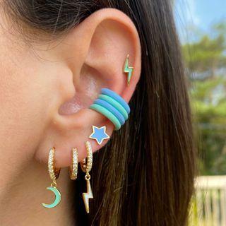 Moon / Lightning Rhinestone Alloy Dangle Earring