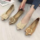 Faux-suede Pointy-toe Buckled Flats