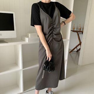 Plus Size Spaghetti-strap Shirred Front Dress