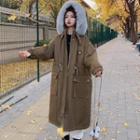 Furry Trim Hooded Fleece-lined Parka