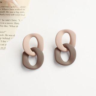 Two Tone Chain Drop Ear Stud / Clip-on Earring