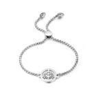 Fashion Simple Hollow Tree Of Life Round 316l Stainless Steel Bracelet Silver - One Size