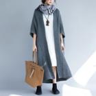 Open-front Midi Cardigan Gray - One Size