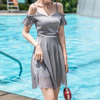 Strappy Short-sleeve A-line Dress