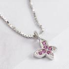 925 Sterling Silver Rhinestone Butterfly Pendant Necklace As Shown In Figure - One Size