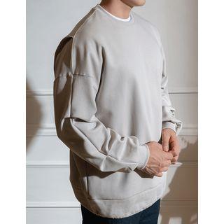 Pintuck-sleeve Drawcord-hem Sweatshirt