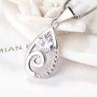 Silver Rhinestone Droplet Pendant Necklace Silver - One Size