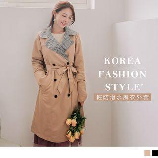 Waterproof Plaid Lining Trench Coat