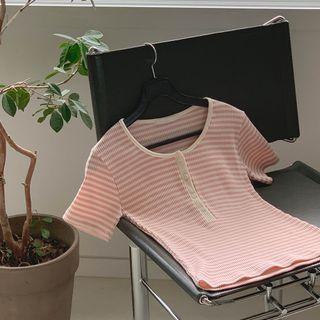 Ribbed Striped Henley