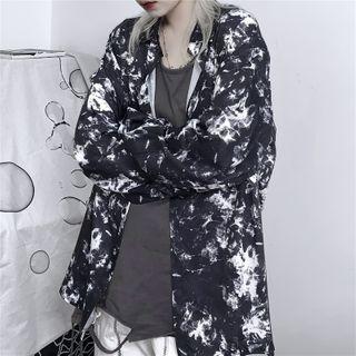 Long-sleeve Tie-dye Shirt Black - One Size