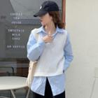 Plain V-neck Knit Vest / Long-sleeve Shirt