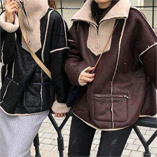 High-neck Faux-shearling Top