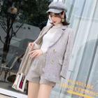 Set: Herringbone Double-breasted Blazer + Dress Shorts