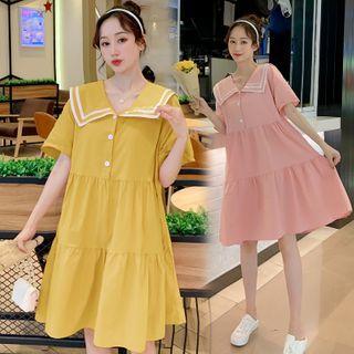 Sailor-collar Layered Mini Dress