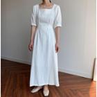 Short-sleeve Maxi A-line Dress White - One Size