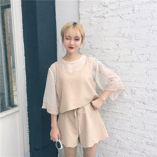 Set: Elbow-sleeve T-shirt + Tank Top + Shorts