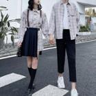 Couple Matching Plaid Shirt / Pleated Skirt / Pants / Set