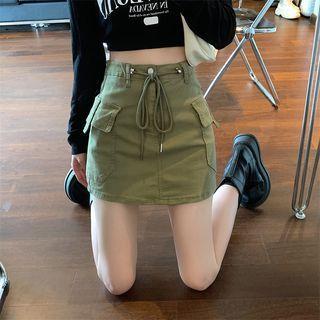 Cargo Denim Pencil Skirt