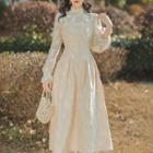 Set: Lace Top + Midi A-line Overall Dress