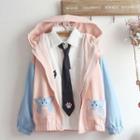 Rabbit Embroidered Hooded Zip Jacket / Shirt / Set