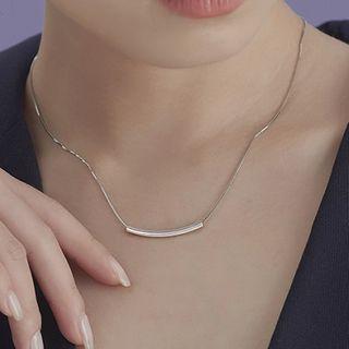 Curved Bar 925 Sterling Silver Necklace