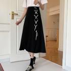 High Waist A-line Split Midi Skirt