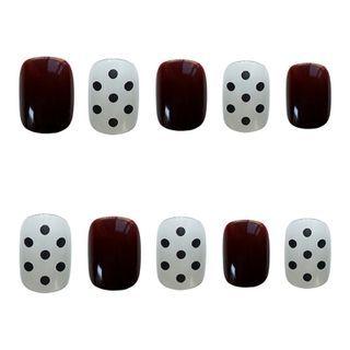 Dotted Faux Nail Tips Pd95 - Coffee - One Size