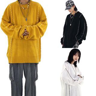 Contrast Stitching Oversize Sweater