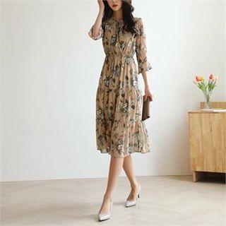 Tall Size Floral Print Tiered Dress