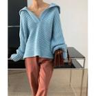 Collared Oversized Sweater Sky Blue - One Size