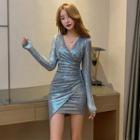 Long-sleeve Glitter Mini Dress