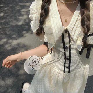 Plaid Lace A-line Dress Almond - One Size