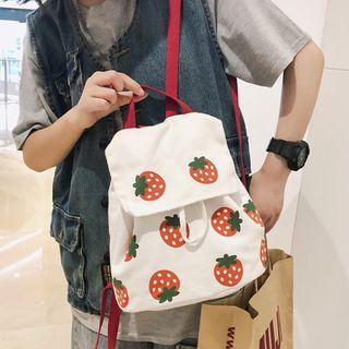 Strawberry Print Canvas Backpack / Canvas Tote Bag