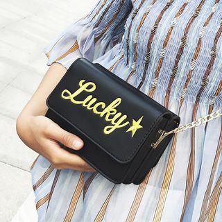 Lettering Flap Chain Strap Cross Bag