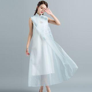 Sleeveless Organza Floral Dress