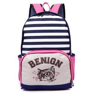 Cat Print Canvas Backpack