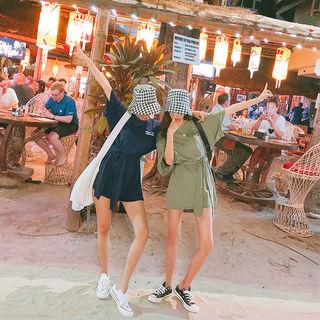 Lettering Mini T-shirt Dress With Sash
