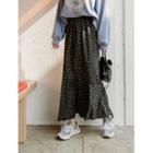 Band-waist Heart-pattern Maxi Skirt