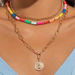 Set Of 3: Layered Chain Necklace Set Of 3 - 2715 - Gold - One Size