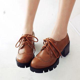 Block Heel Brogue Pumps